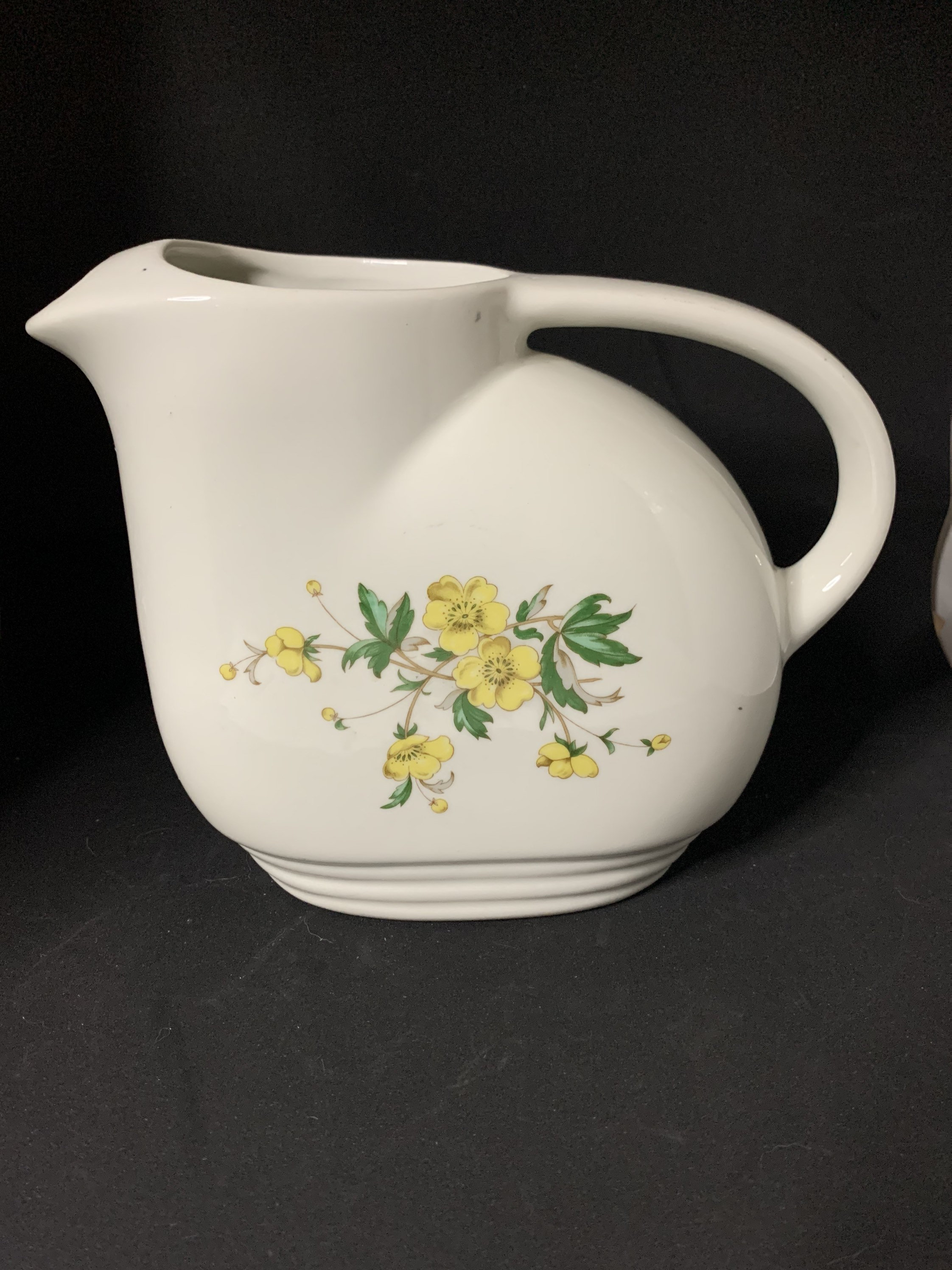 Vintage pitcher white with flowers Etsy