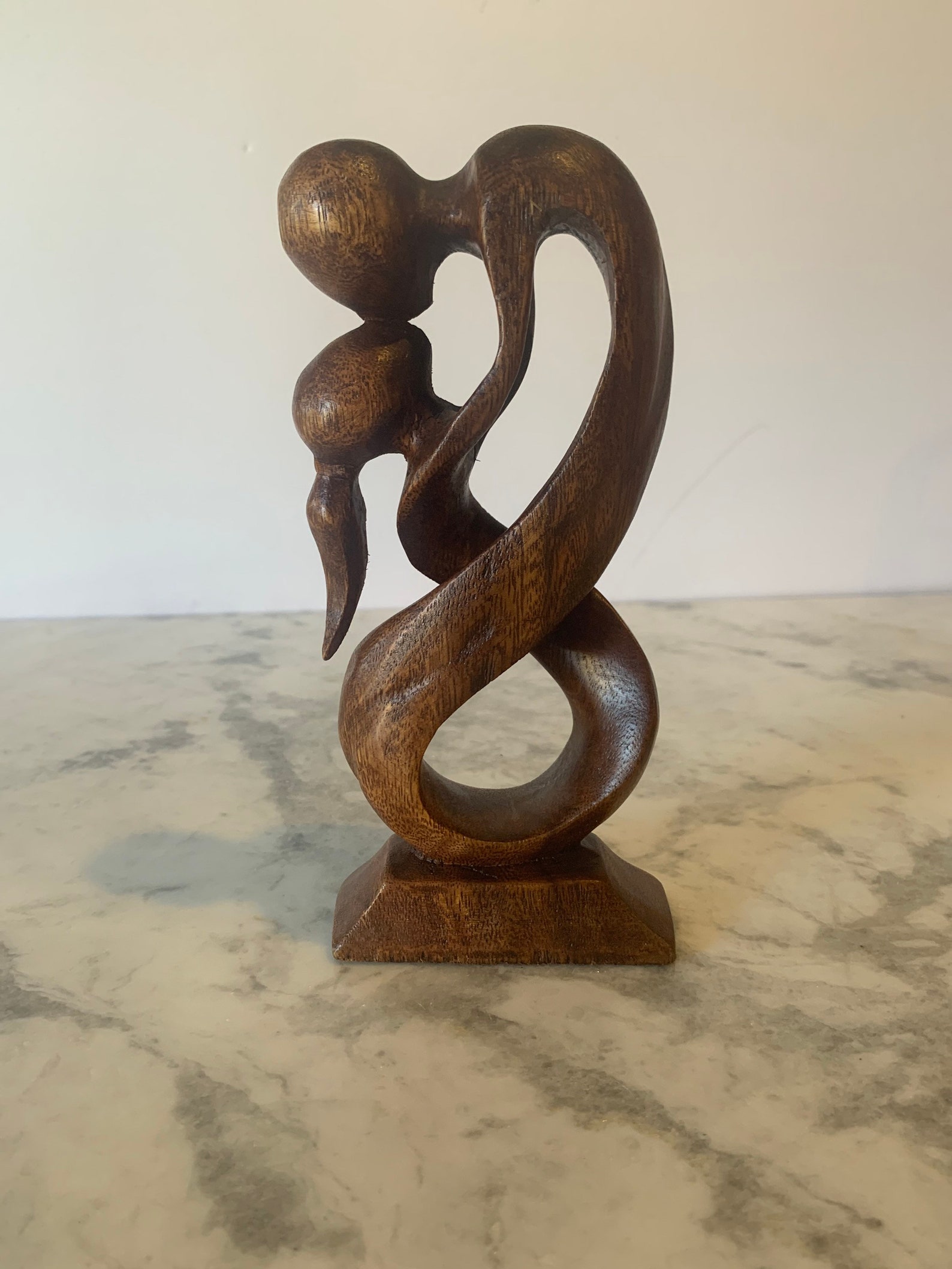 Beautiful wood kissing statue Etsy