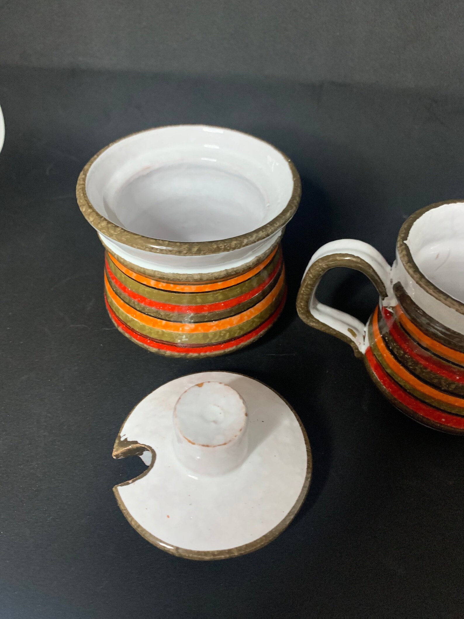 Vintage sugar and creamer set pottery glazed made in italy Mid Etsy