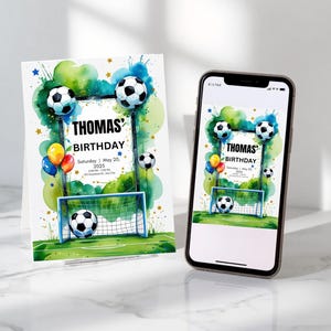 Personalized Digital Football Birthday Party Invitation Editable Soccer Theme Printable Birthday Card Template Perfect for Sports Fans