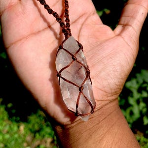 Clear Quartz Point Necklace - spiritual jewelry - macrame necklace - handmade crystal jewelry