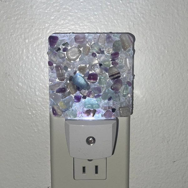 Fluorite Crystal Nightlight | Ambient Lighting | Serene, Soothing | Mental Clarity | Focus | Emotional Balance | Inner Peace | Home Accents