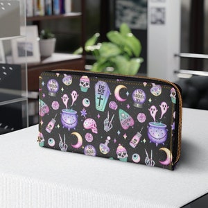 Pastel Goth Wallet | Dark Spooky Wallet | Creepy Cute | Witch Wallet | Zippered Wallet | Gift Ideas | Ladies Wallet