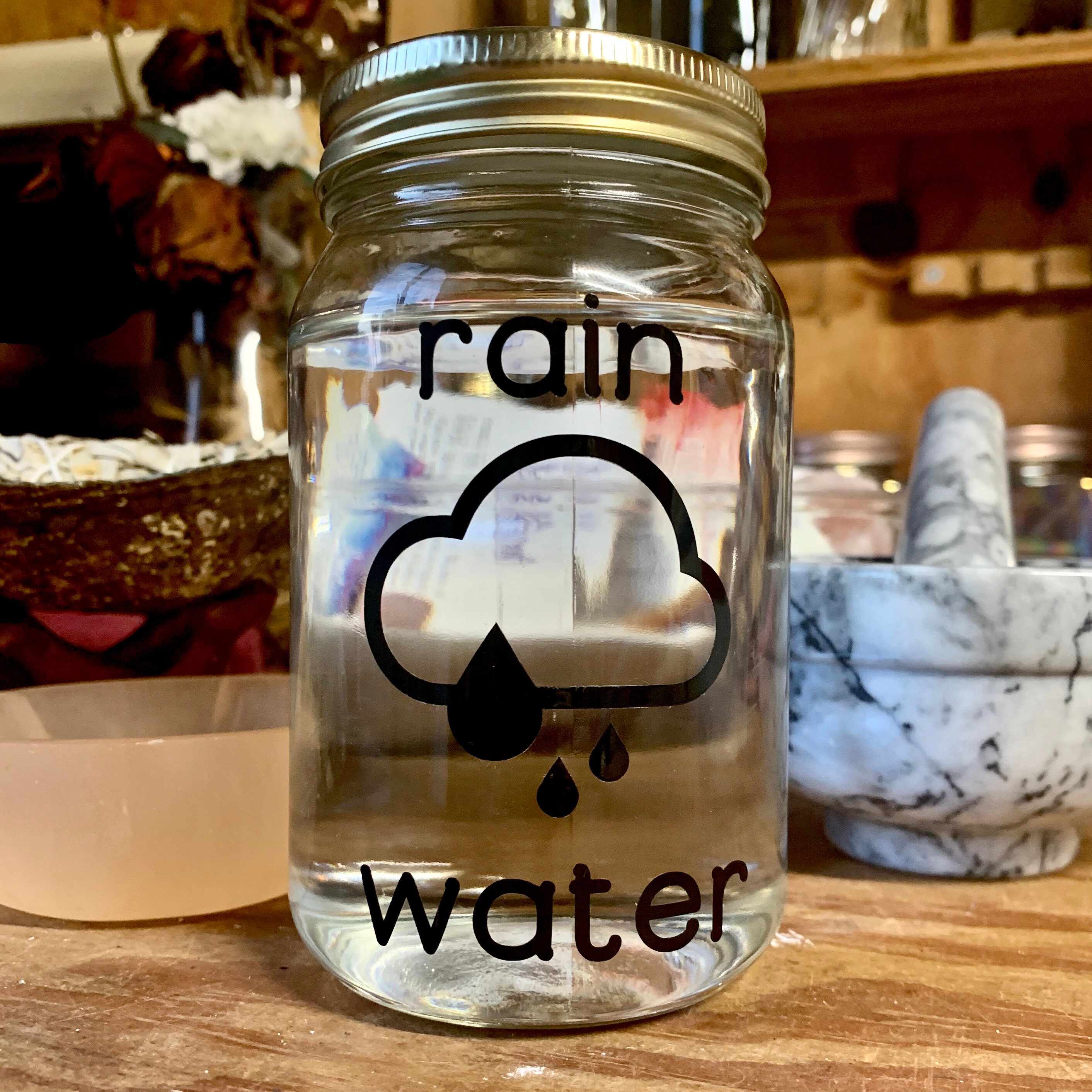 Rain Water jar / tall glass jar / spell jar / spellwork / Etsy