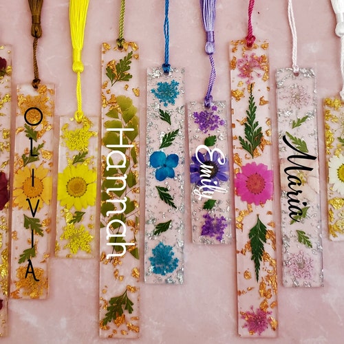 Handmade Custom Flower Resin Bookmarks Personalized Bookmark Etsy