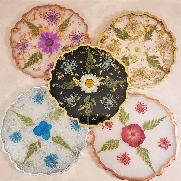 Resin Flower Coaster Etsy