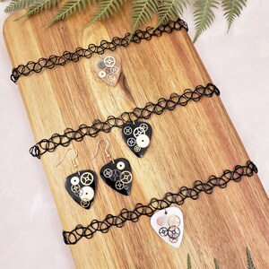 Custom Resin Gear Guitar Pick Choker Collar y pendientes