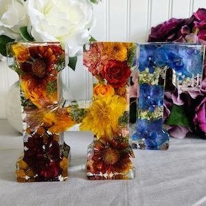 Depósito de preservação de flores | Carta inicial de flores personalizadas | Preservação de flores de casamento | Lembrança de flores memoriais