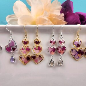 Handmade Resin Earrings Love Heart Petal Earrings - Etsy Handmade Resin Earrings Love Heart Petal Earrings - Etsy