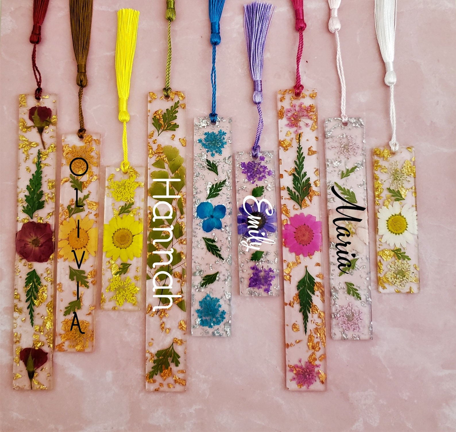 Handmade Custom Flower Resin Bookmarks Personalized Bookmark Etsy