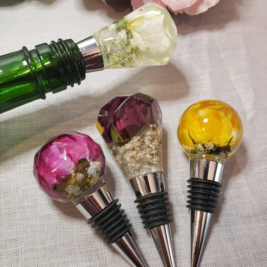 Dried Rose Bottle Stopper Pressed Flower Wine Stopper Real Flower Bottle Topper Etsy