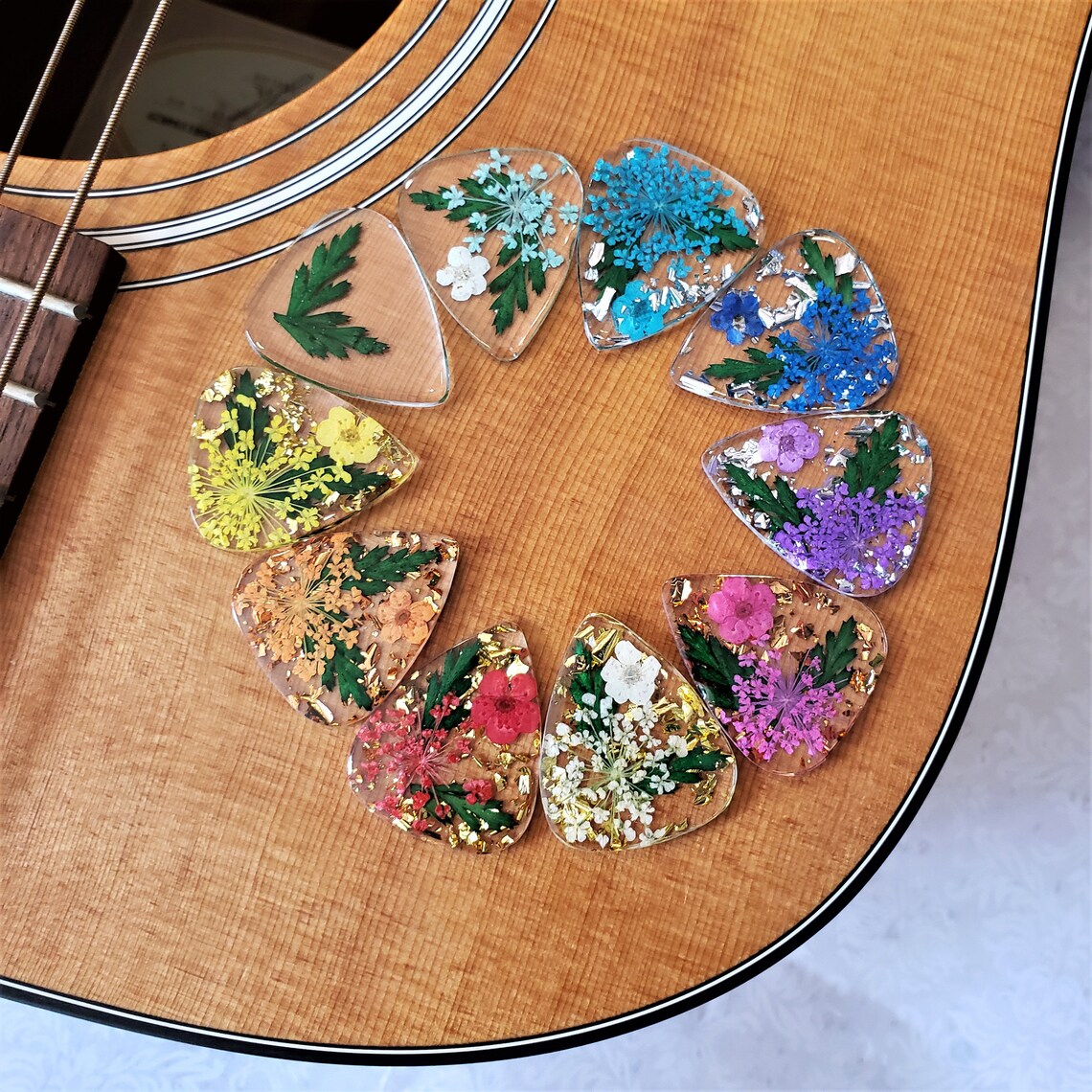 Custom Resin Flower Guitar Pick Etsy