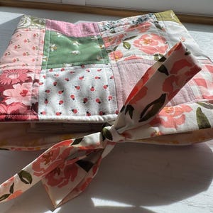 Quilted Cotton Bible Sleeve With Bow | Book Cover 8"x11"