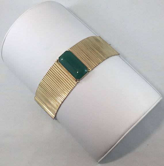 Kollmar & Jourdan bracelet Art Deco green jadeite… - image 5