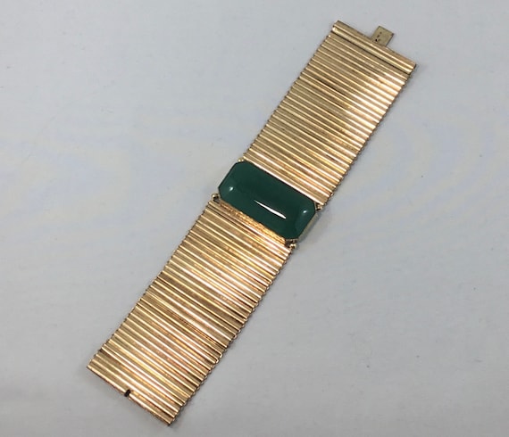 Kollmar & Jourdan bracelet Art Deco green jadeite… - image 2