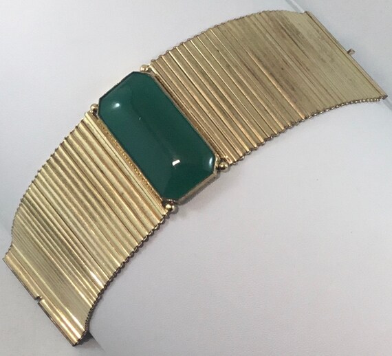 Kollmar & Jourdan bracelet Art Deco green jadeite… - image 8