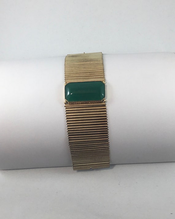 Kollmar & Jourdan bracelet Art Deco green jadeite… - image 1