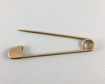 18K Yellow Gold Safety Pin Hand Engraved on both sides Handmade in USA 18K Yellow Gold Safety Pin Hand Engraved on both sides Handmade in USA