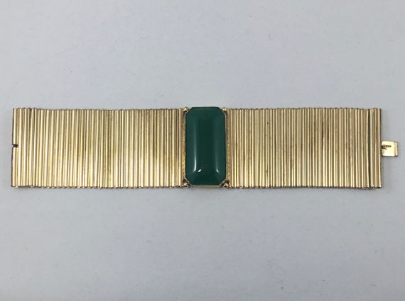Kollmar & Jourdan bracelet Art Deco green jadeite… - image 4