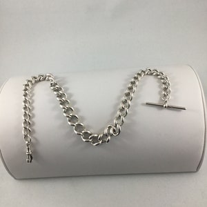 Victorian graduated sterling silver pocket watch chain heavy