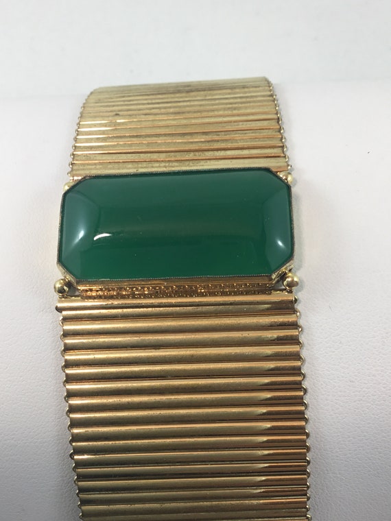 Kollmar & Jourdan bracelet Art Deco green jadeite… - image 3