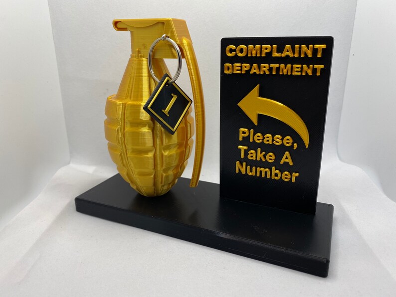 Grenade Complaint Department Desk sign Office humor Meme 3D | Etsy