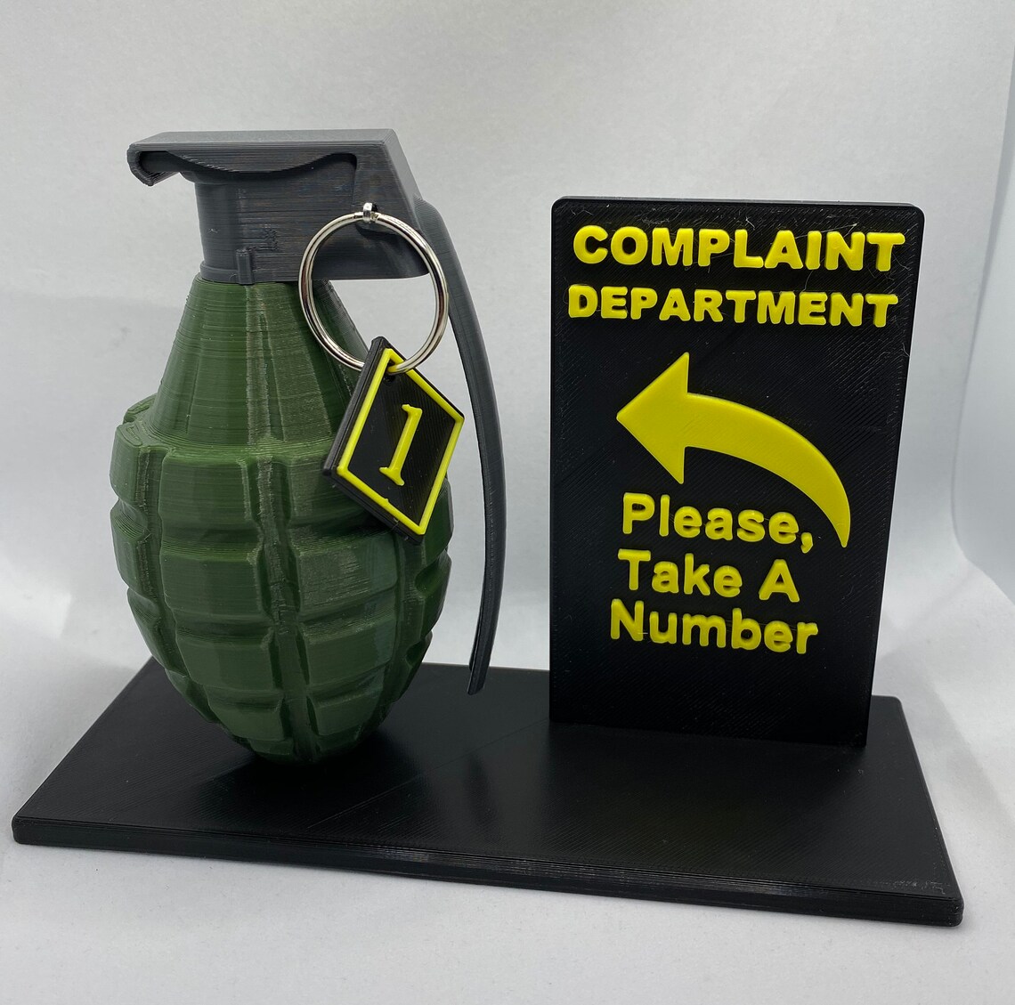 Grenade Complaint Department Desk sign Office humor Meme 3D | Etsy
