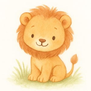Baby Lion Watercolor Print | Digital Download | Nursery Wall Art