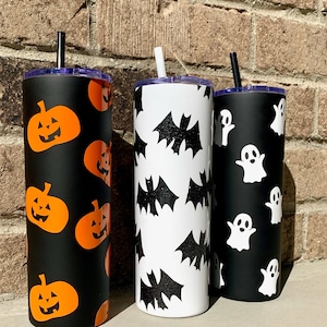 Halloween Tumbler, Fall Tumbler, Halloween Cups, Ghost Tumbler, Pumpkin Tumbler, Bat Tumbler, Skinny Tumbler Cup, Spooky Tumbler, Spooky Cup