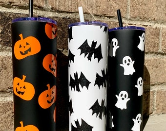 Halloween Tumbler, Fall Tumbler, Halloween Cups, Ghost Tumbler, Pumpkin Tumbler, Bat Tumbler, Skinny Tumbler Cup, Spooky Tumbler, Spooky Cup
