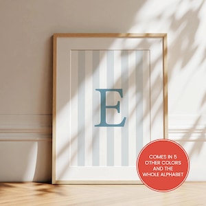 Personalized Initial Print | Striped Nursery Wall Art (Digital Download)