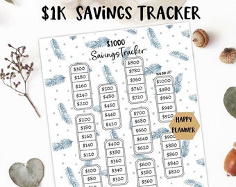 Happy Planner Inserts | 1k Savings Tracker in Sizes Big, Classic and Mini | Winter Wonder