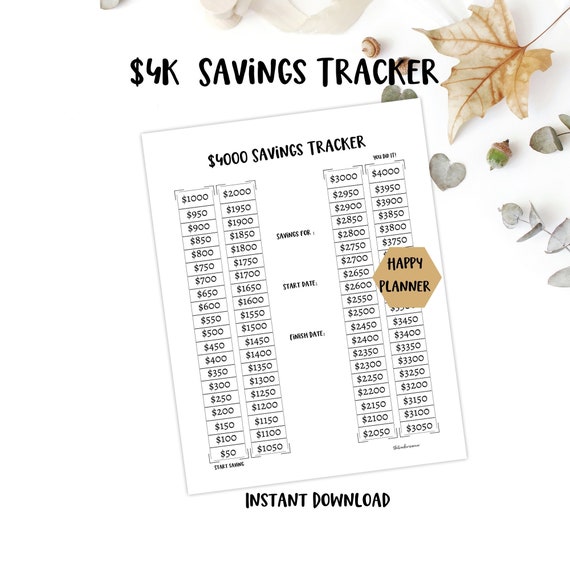 Happy Planner Printable 4K Savings Tracker in sizes Big | Etsy
