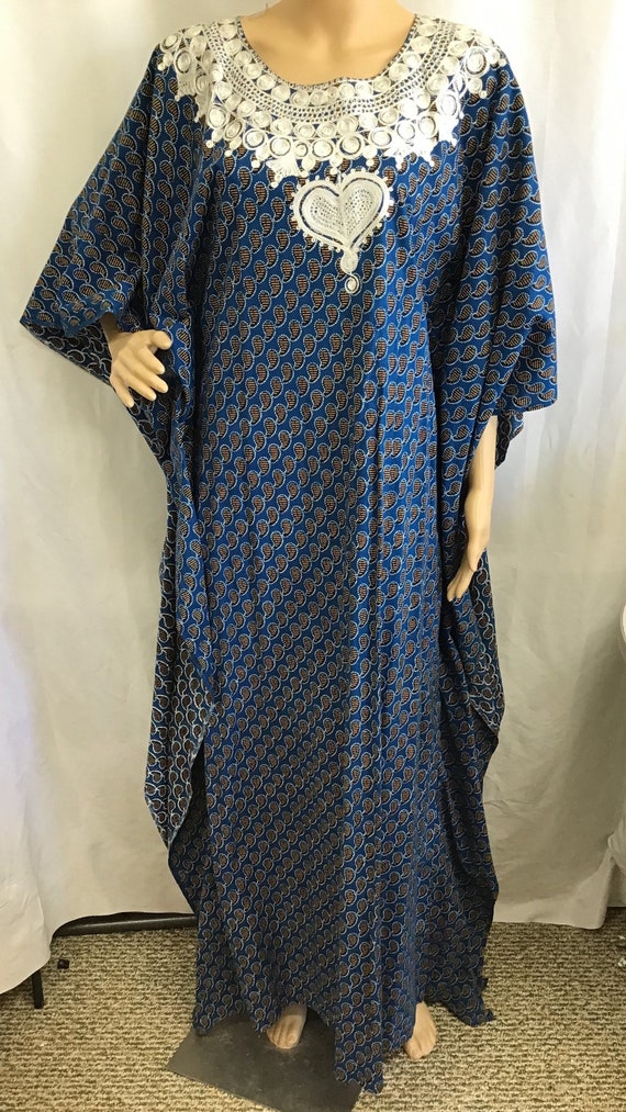 Vintage 1960's 70's Caftan Kaftan Maxi Dress - Geo