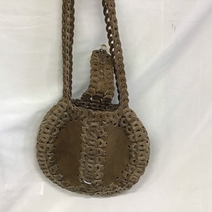 Vintage Leather Boho Hippie Festival Shoulder Purse Handbag - 1970s  Leather Purse - Authentic Hippie Leather Bag
