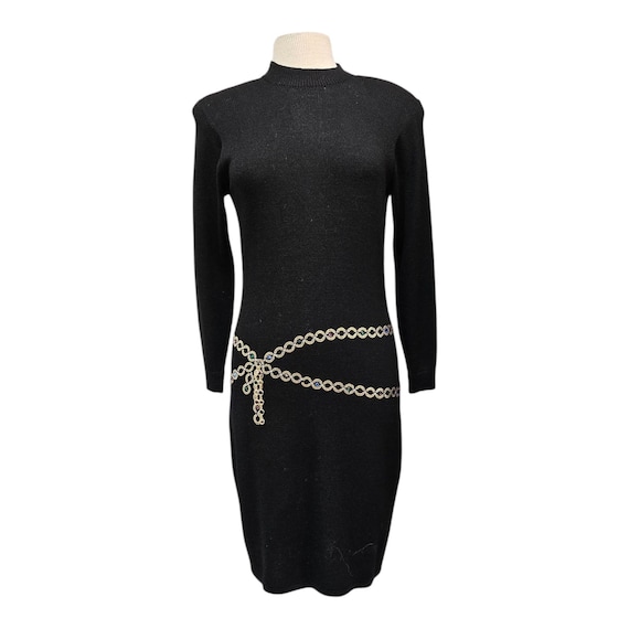 santana knit dress Vintage St. John Evening Rhinestone Embellished Sparkly Size 6 Cocktail Dress Neckline:SQUARE