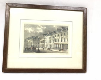 Antique Thomas Shepherd St Andrew Square Colored Engraving  - J. Johnstone Engraving - 1840s- Hand Colored Framed Print