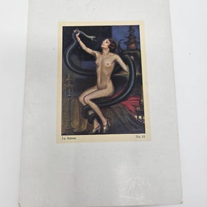 Antique 1920s Art Deco Art Print Card Glamour Pinup Fantastic Risque Flapper Trade Card Ephemera WW1