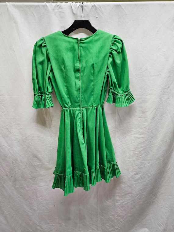 Vintage Western Square Dance Dress Bright Green P… - image 5