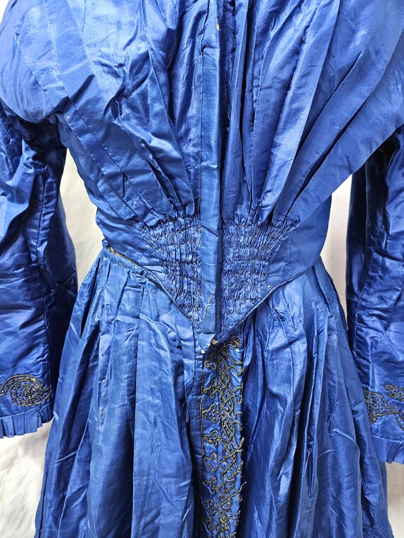 Antique Blue Silk Embroidered Tunic Dress