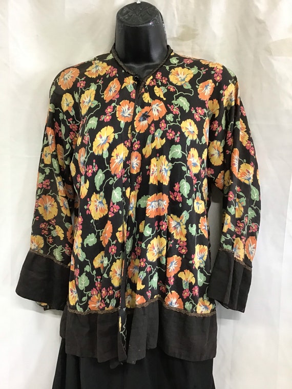 Antique 1920s Blouse Jacket - Vintage Novelty Fl… - image 3
