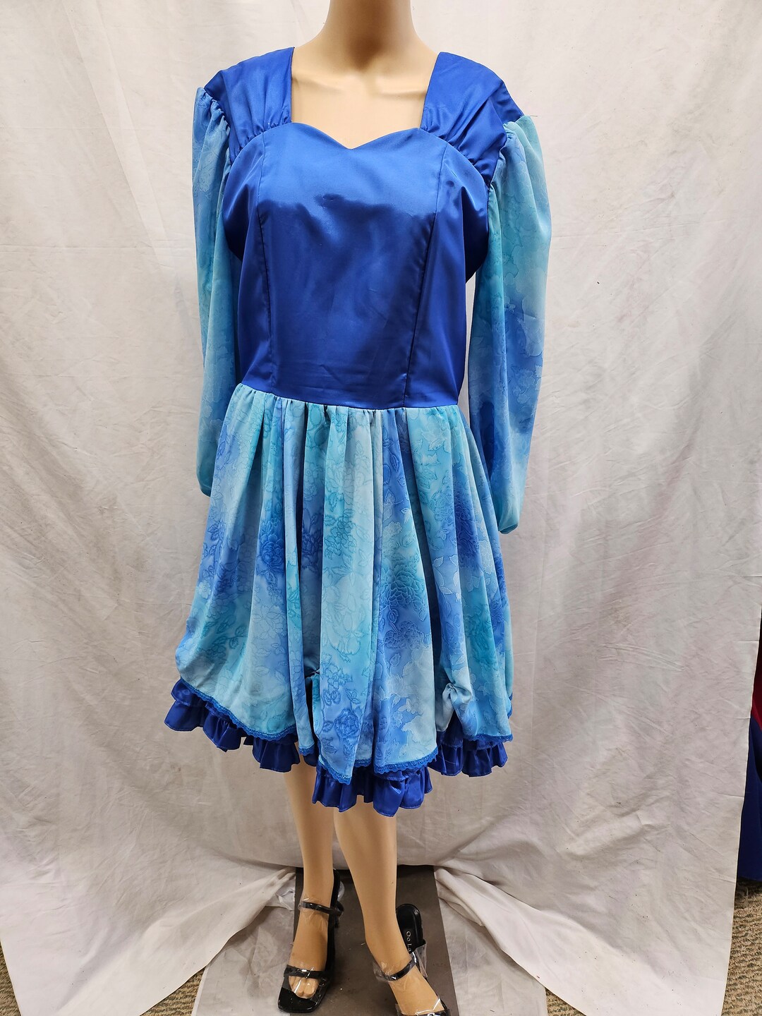 Western Dance Dress shades of Blue Ruffels rockabilly Etsy