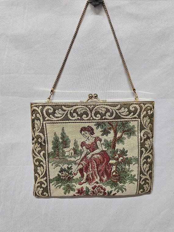 Vintage Jacquard Tapestry Evening Bag - Fine Arts 