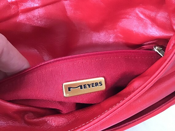 Vintage Red Leather Meyers Shoulder Bag Purse - R… - image 7