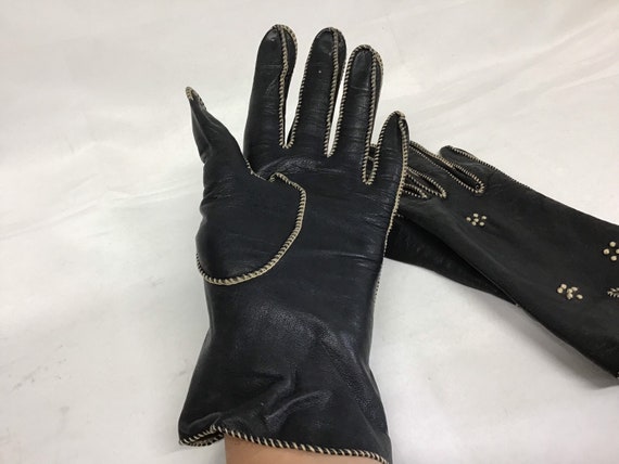 Vintage Leather Gloves - Size 6 3/4 Leather Glove… - image 3