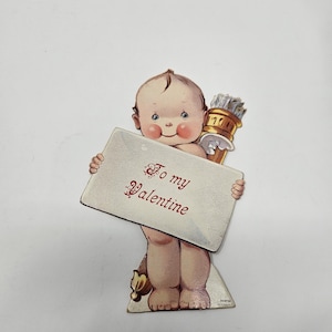 Tarjeta de felicitación victoriana de San Valentín: Cupido de pie con flechas - Alemania
