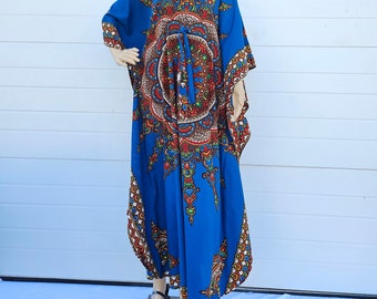 Vintage Boho Caftan - 70s Jambo Fashions Hippie Bohemian Caftan Dress Angel Sleeves - Kaftan Dress