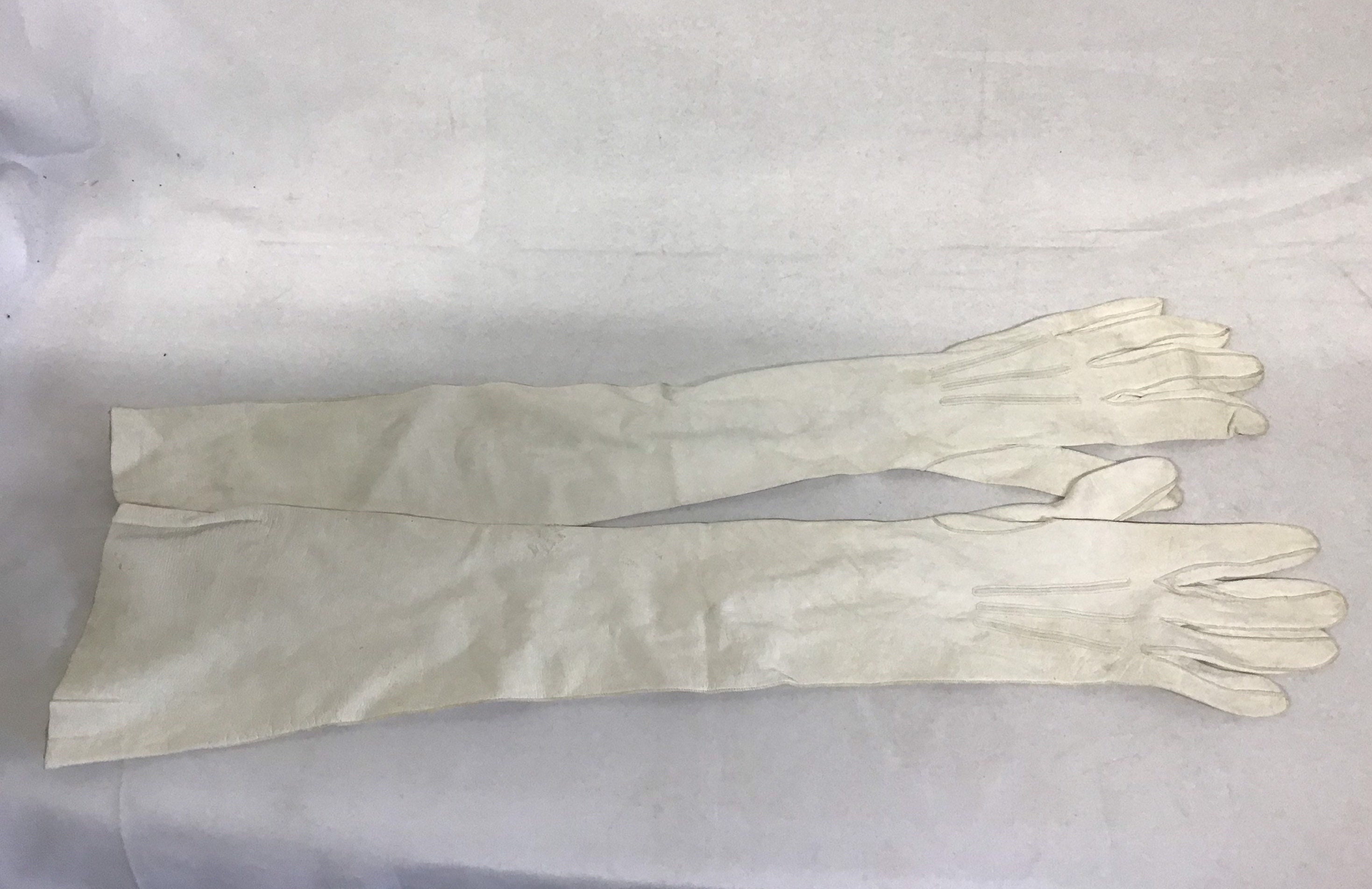 Vintage White Opera Kid Skin Gloves Vintage Leather Opera Gloves Size 6