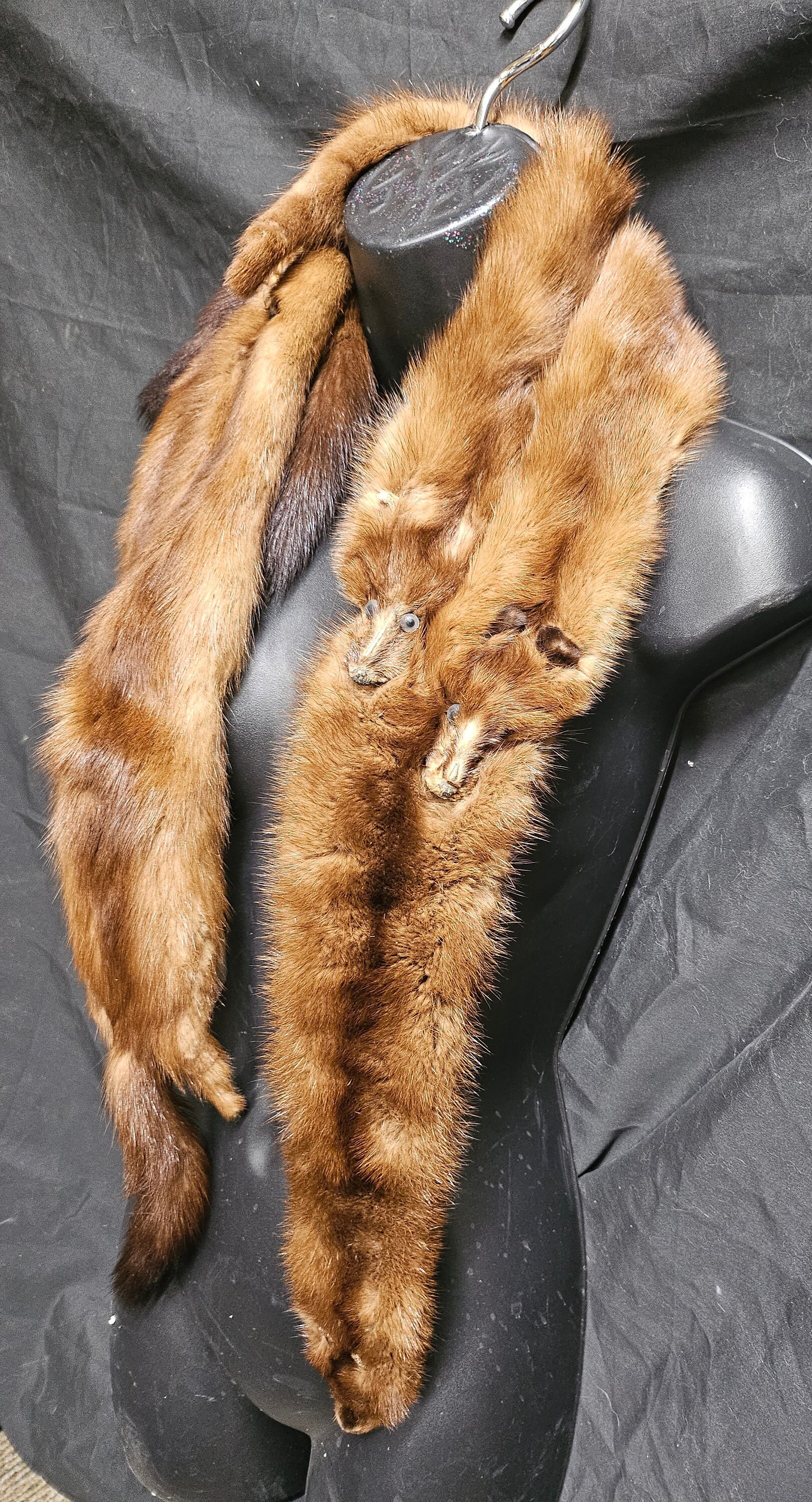 Vintage Mink Fur Stole Wrap 5 Pelts Full Body Scarf Clip Closure