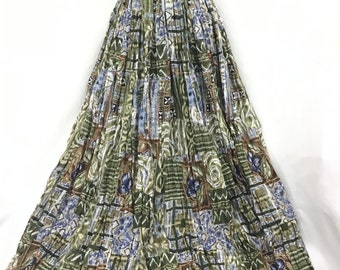 Vintage St. John's Bay Retro Maxi Skirt Shades of Green & Blue - Size US Medium